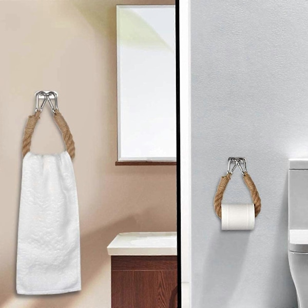 Retro Köysipyyheteline WC Vintage Pyyheteline WC-paperiteline Köysipaperiteline Pyyhkeiden tai WC-paperirullien ripustamiseen Kylpyhuoneen WC:hen
