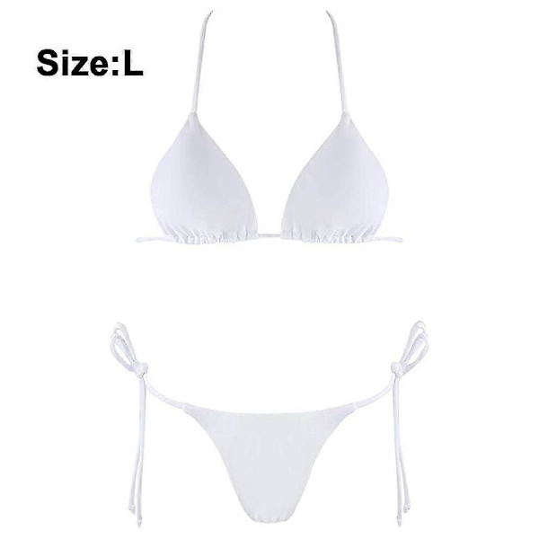 Naisten kaksiosainen uimapuku Seksikäs uima-asu Halter String Kolmio Bikini Setssolid Värinen uimapuku Split Feminiininen Aistillinen Polyesterikangas Rintapehmuste Uima-asu