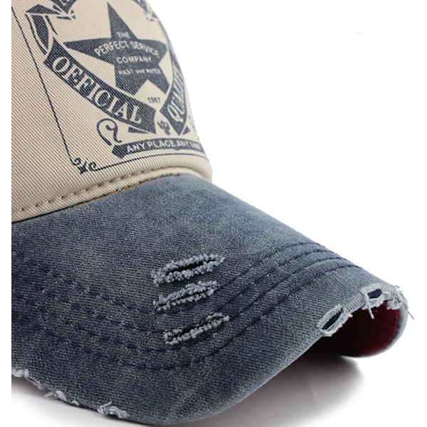 Vintage Basebollkeps i Tvättad Denim Truckerhatt Mode Pentagram