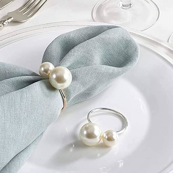 6 Metal Servietringe Perle Servietring Elegant Spænde Ring til W