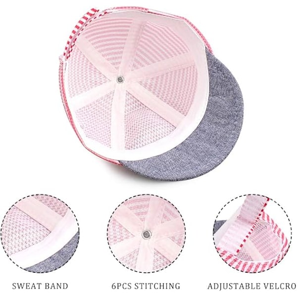 Sommerbabyhatt med stjernebroderi 6 - 36 måneder (Røde striper 43 -