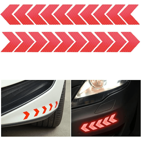 #2 stk. Reflekterende Advarselspil Sticker til Bil (Rød), Høj Intensitet#