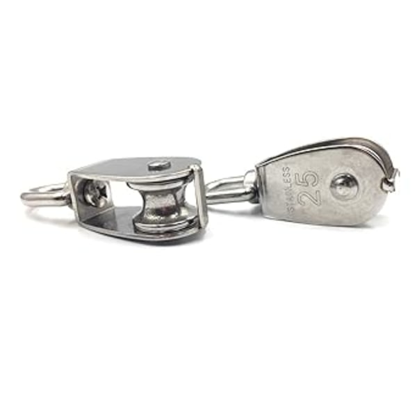 (M25 150kg) 1 st M25 Silver Enkel Hissblock 304 Rostfritt Stål