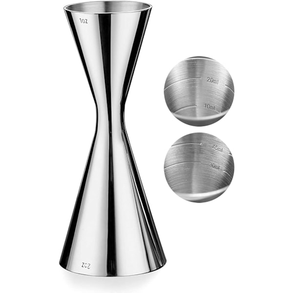 Premium Rustfri Stål Jigger 2 OZ 1 OZ Cocktail Målebæger w