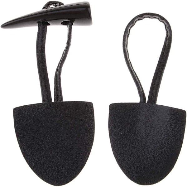 #6 Par med knapper i svart, 16x4cm Toggle Horn Duffle-knapper for B#