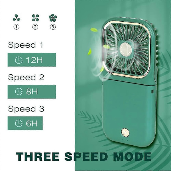 Kannettava Mini Tuuletin Pieni 5 in 1 Paristokäyttöinen Tuuletin Varavirtalähde USB Ladattava Käsituuletin Vihreä