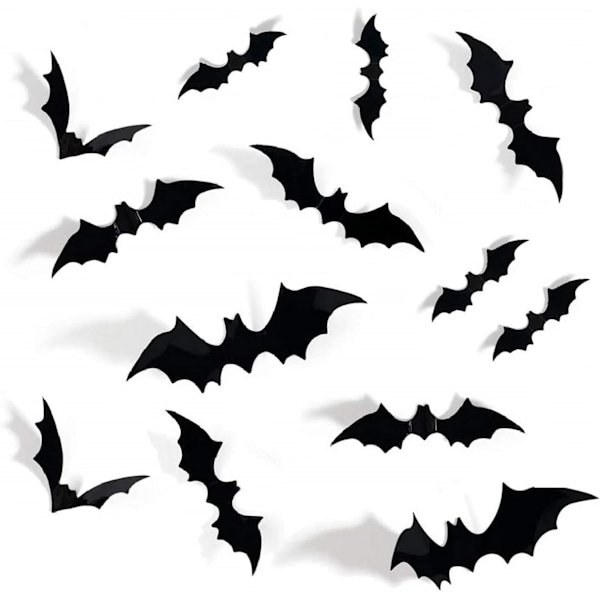 #72 stk Halloween 3D Flaggermusdekorasjon, DIY Skummel Veggflaggermus Veggdekor