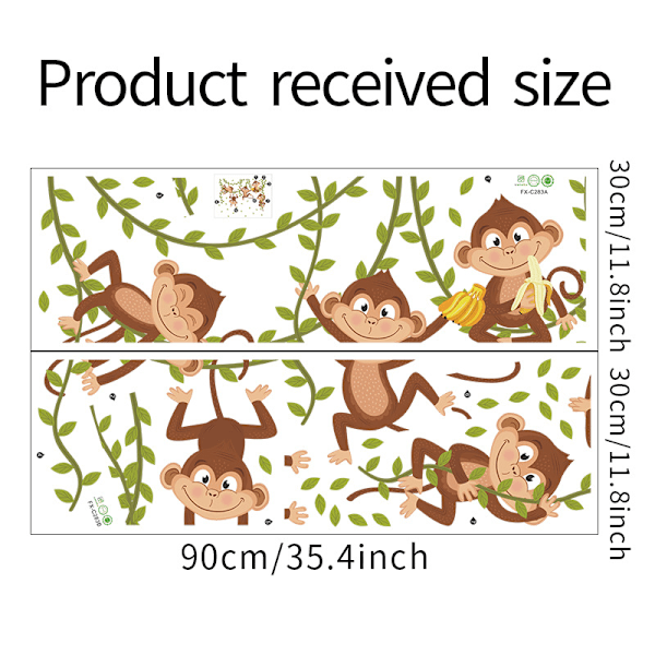 Eläinten seinätarra Jungle Monkeys seinätarra Apinat köynnöksessä
