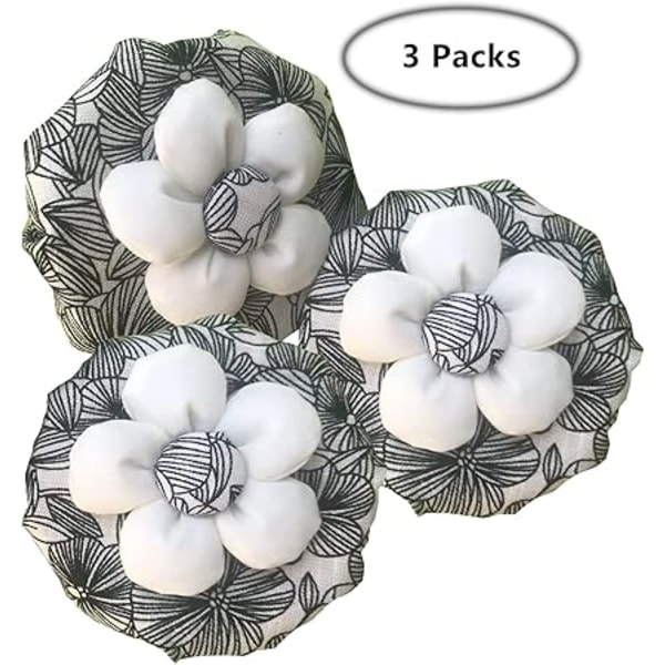3 st Dörrknoppsöverdrag Svart Blommig Dörrknopps Skydd Mjuk Rou