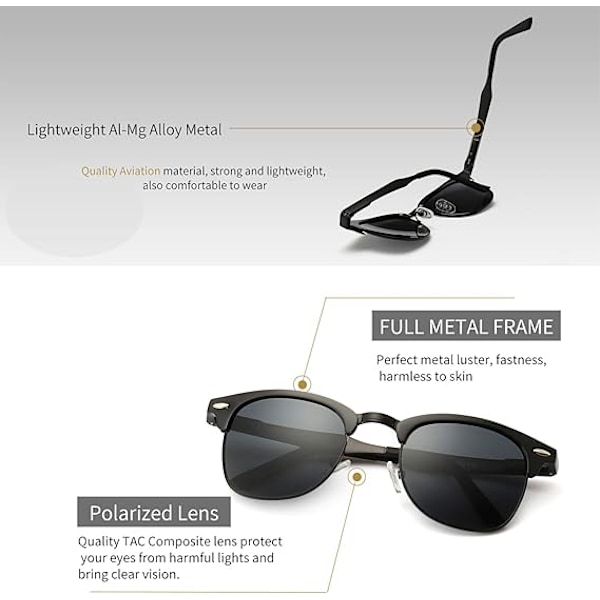 Retro Round Semi Rimless Polarisoivat Aurinkolasit UV-Suojalla