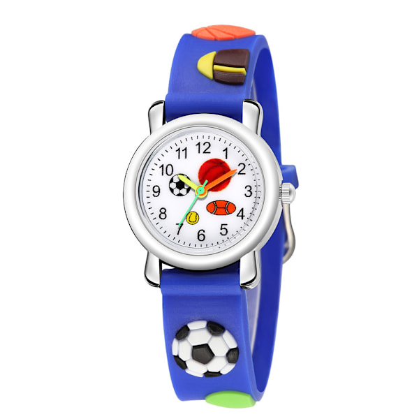 #Barnklocka (Blå, Fotboll), Vattentät Armbandsur Kvarts#