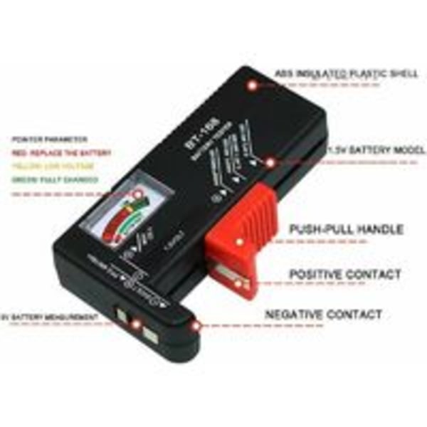 Paristotesti, akun jännitteen testaaja AA/AAA/C/D/9V/1.5V nappiparistoille, yleinen LCD-näyttö (3)