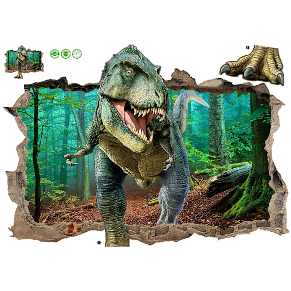 Skogsdinosaurie Väggdekaler 3D Djurliknande Väggdekaler för B