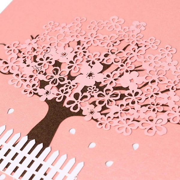 #3D Pop Up -kortti, Syntymäpäiväkortti Kutsu Hää 3D Sakura#