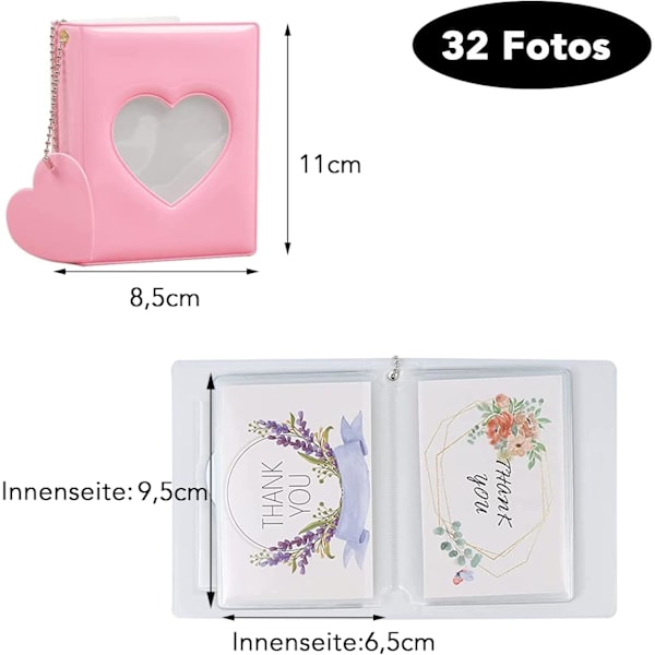 #Fotokort - Mini Fotoalbum - Pink 11 x 8,5 cm - Fotoalbum - S#