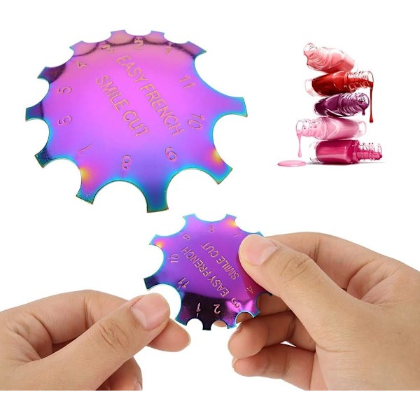 #Farverige Rustfrit Stål Fransk Neglekunst Skabelon Manicure Let F#