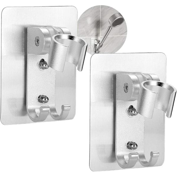 Duschhuvudshållare i Aluminium, 2-pack, Justerbar Vinkel, Självhäftande