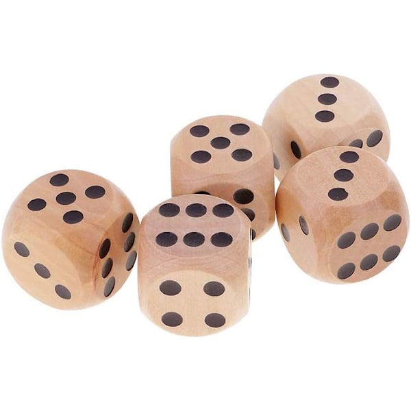 10 Stycken Träkuber - 16mm Tärningsspel, Sex-Sided Träkuber