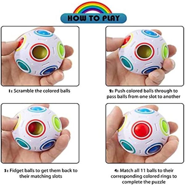 Vit Regnbågsmagisk Boll, Färgmatchningsspel, Fidget Leksak Kul