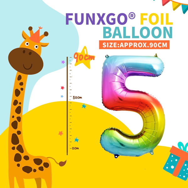 #Farverige 5 års fødselsdag balloner - Stor ballon nummer 5 Nummer 5#