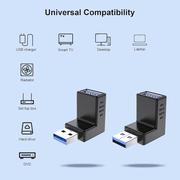 USB 3.0 Adapter 90 Grader Hunn til Hunn Vertikal Kombinasjon