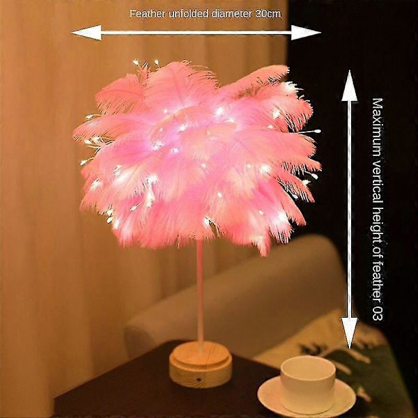 DIY Fjäderbordslampa Trä Fjäderskärm LED Bröllopsdekorationslampa (C)