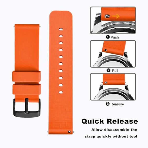 Silikonarmband med orange spänne, snabb utbytesfunktion