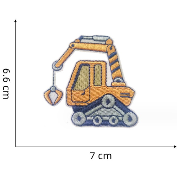 #7 Stykker Ingeniørkøretøjs Broderi Stryge-på-lapp, Broderi#