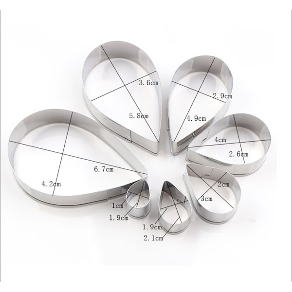 7 stk. Kageudstansere Dryp Udstansere Biscuit Fondant Form Kage Co