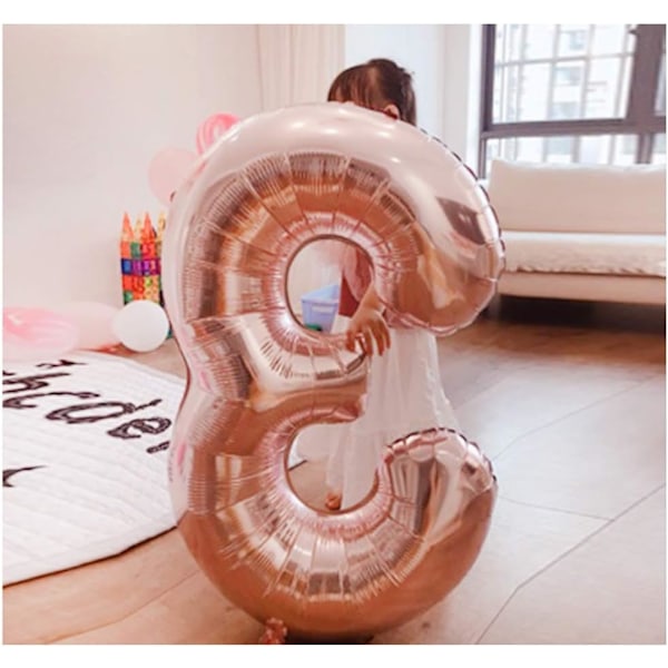 #86cm Födelsedagsballon Nummer 18 / 81 Roséguld, Ballon Ålder 18 J#