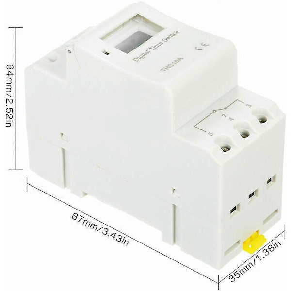 THC15A Digitaalinen LCD-ohjelmoitava ajastinkytkinrele 16A Amp elektroninen viikoittainen 7 päivää 16 päälle ja pois releajastinohjaus AC/DC 24V Din-kiskokiinnitys Tim