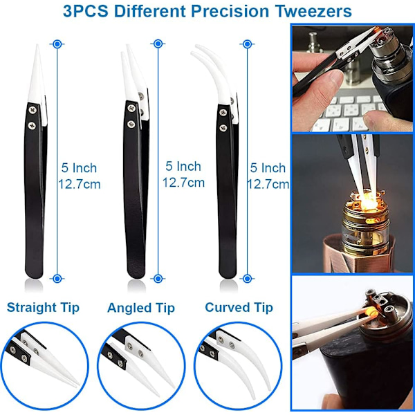 Lodde Tang Sæt med 3 Keramiske Spidser Varmebestandig 1600°C til