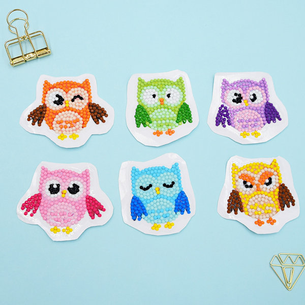 (6 kpl, Pöllö) Timanttimaalaussetti lapsille DIY-maalaus N:ltä