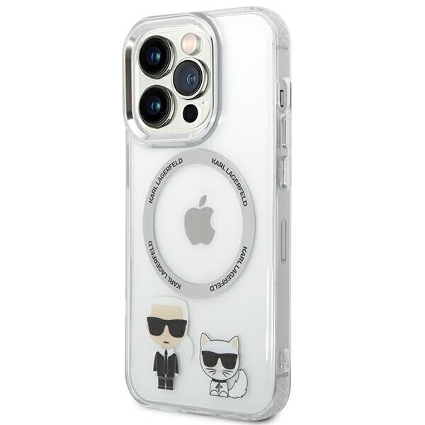 Karl Lagerfeld KLHMP14XHKCT-deksel til iPhone 14 Pro Max hardt deksel gjennomsiktig/- gjennomsiktig Karl&Choupette Aluminium Magsafe