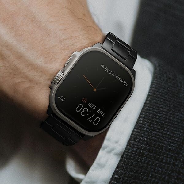 Uniq Kjøp remveske for Apple Watch 42/44/45/49 mm Series 1/2/3/4/5/6/7/8/SE/SE2/Ultra rustfritt stål - svart