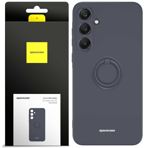 Spacecase Silikonecase Ring För Samsung Galaxy A35 5G Svart