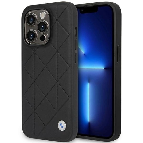 BMW LÆDER QUILTET ETUI TIL IPHONE 14 PRO - SORT