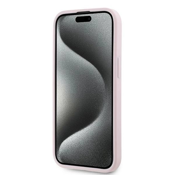KARL LAGERFELD DIAGONAL QUILTED SCRIPT COVER TIL IPHONE 14/15/13 - PINK