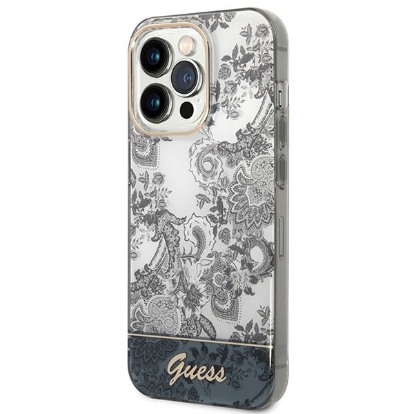 Guess GUHCP14LHGPLHG iPhone 14 Pro 6.1 grå/grå hardt etui porselenssamling