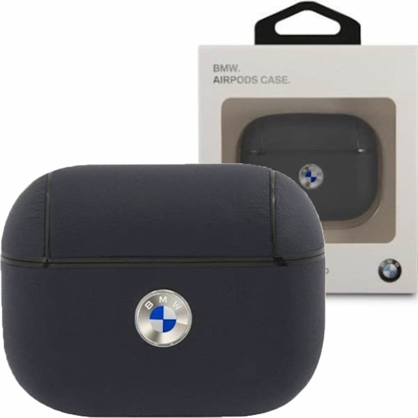 BMW BMAPSSLNA AirPods Pro-deksel Navy/marine ekte lær sølvlogo