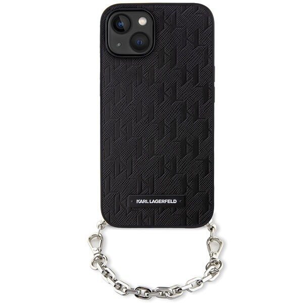 Karl Lagerfeld Saffiano Monogram Chain KLHCP14SSACKLHPK Deksel til iPhone 14 - Svart