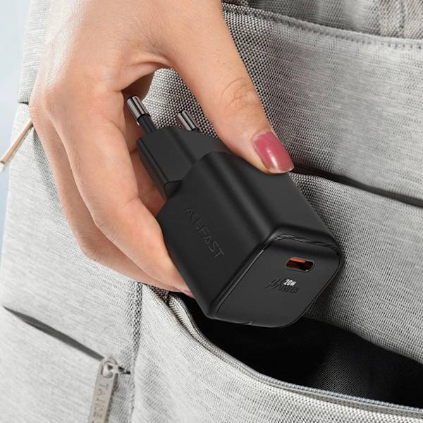 Acefast A73 Mini PD 20W GaN USB-C vegglader - svart