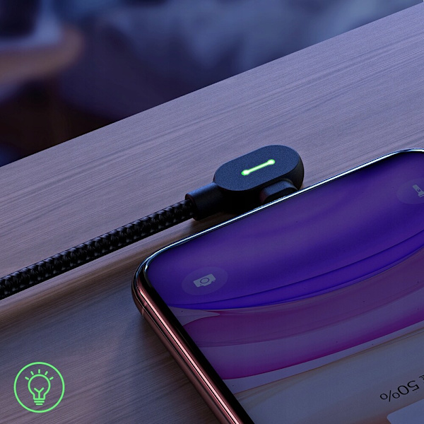 MCDODO 90° VINKEL KABEL USB-C DUBBELSIDIG LIGHTNING IPHONE 13 14 LED 1M