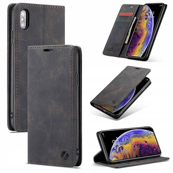 Spacecase Case Plånbok För Iphone Xs Max Svart Läder