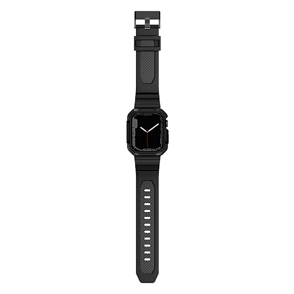 Kingxbar CYF106 2-i-1 pansret etui til Apple Watch SE 8, 7, 6, 5, 4, 3, 2, 1 (41, 40, 38 mm) med svart stropp
