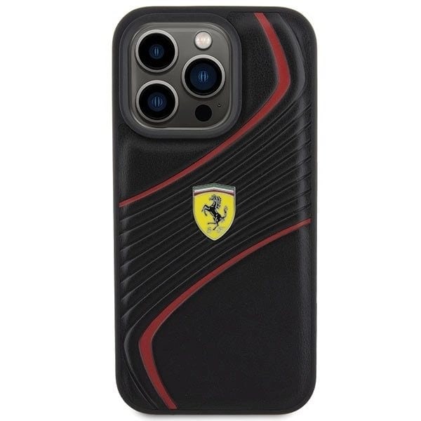 FERRARI TWIST METAL LOGO COVER TIL IPHONE 15 PRO - SORT