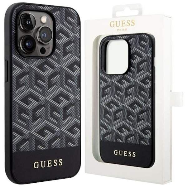 Guess GCube Stripes MagSafe beskyttelsesdeksel til iPhone 15 Pro - svart