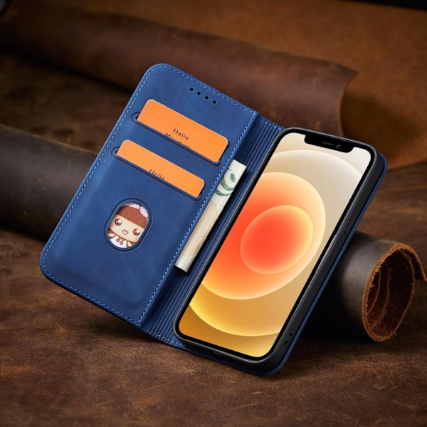 Magnet Fancy Case-deksel til iPhone 12 Pro-deksellommebok for kort? blå stativ