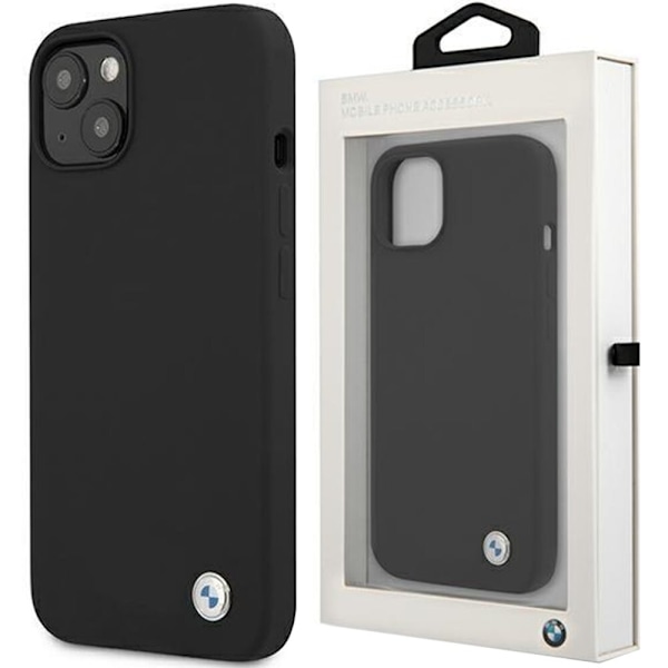 BMW BMHCP13MSILBK iPhone 13 6.1-deksel svart/svart hardt deksel Silikonsignatur