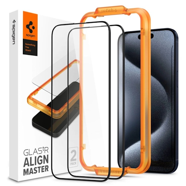 HÆRDET GLAS SPIGEN ALM GLASS FC 2-PACK IPHONE 15 PRO SORT